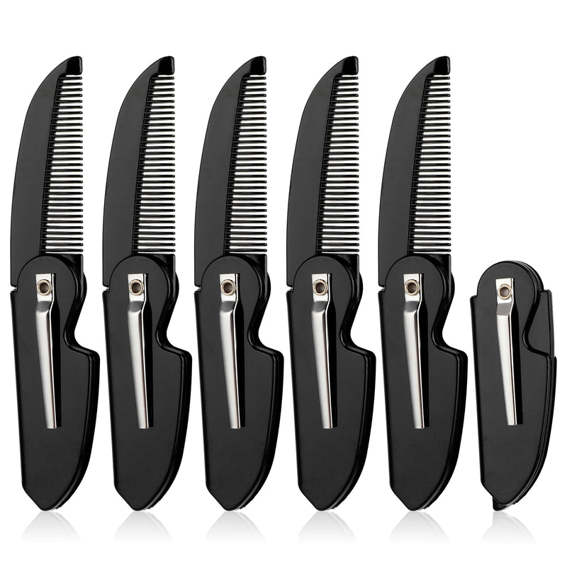 [Australia] - Pack of 6 Foldable Beard Combs for Men Pocket Comb Mustache Comb Small Mustache Comb Men's Beard Mustache Combs Portable Styling Hair Comb for Mustaches Styling Grooming 