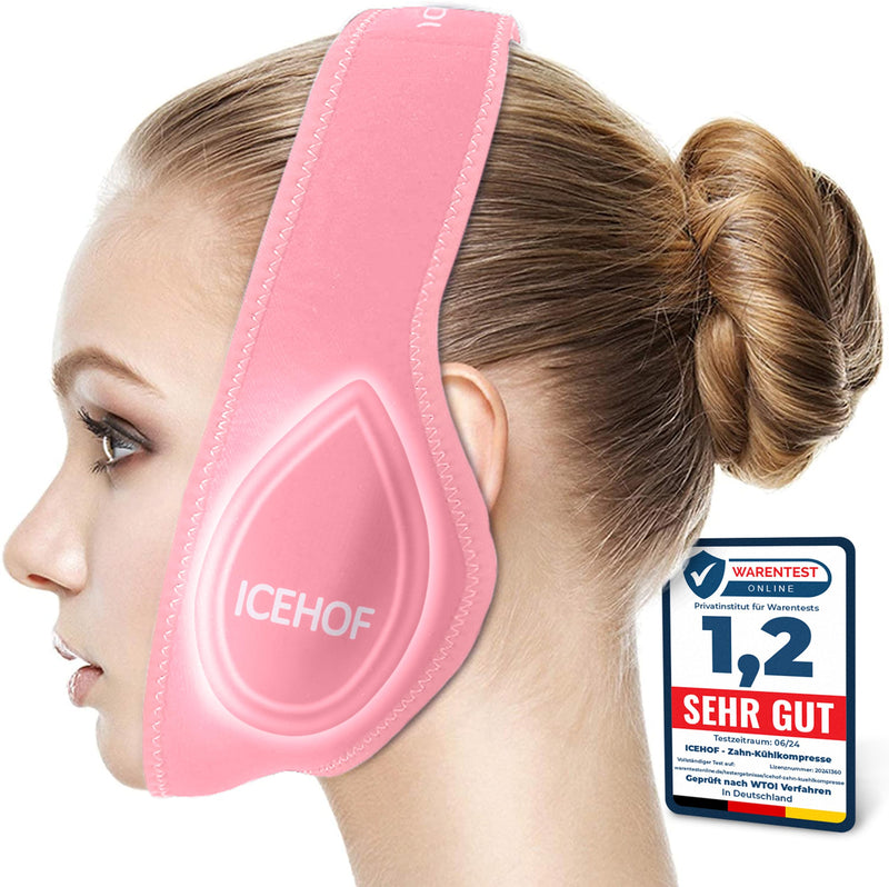 [Australia] - ICEHOF cooling pads wisdom teeth (4x) - with soft fabric for more cooling after dental surgery - cooling pack wisdom teeth cooling compress cooling pads face standard size - pink 