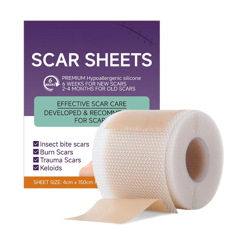 [Australia] - Scar plaster, silicone scar tape, silicone plaster for scars, silicone scar plaster, reusable silicone scar plaster, safe and effective (4 cm x 150 cm roll) Bluez1 