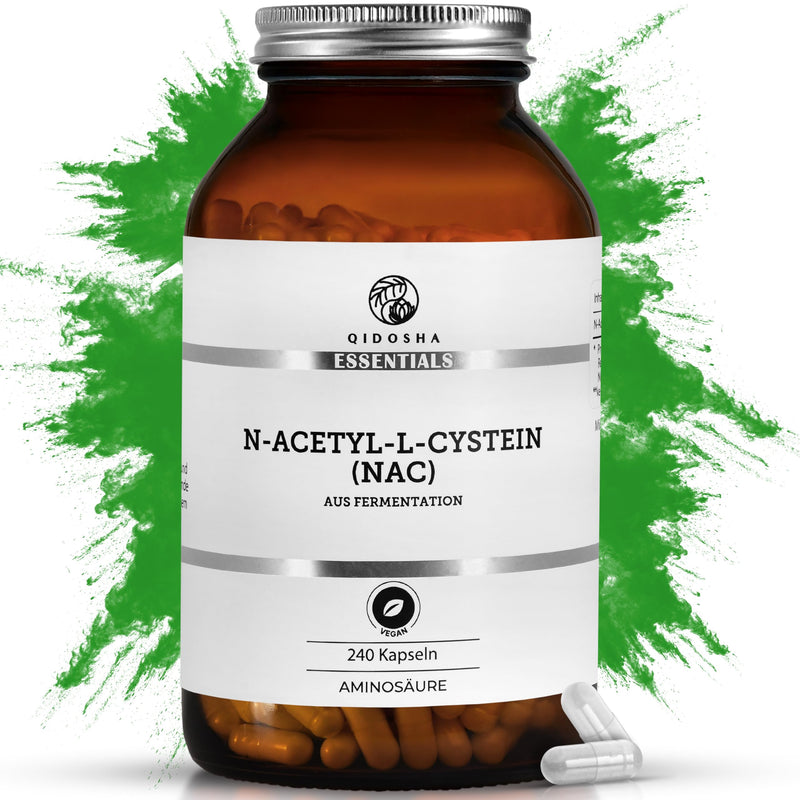 [Australia] - QIDOSHA® NAC 800 capsules high dosage, 240 capsules in a pharmacist jar, 800mg N-acetyl-L-cysteine per capsule, vegan, laboratory tested, German production 