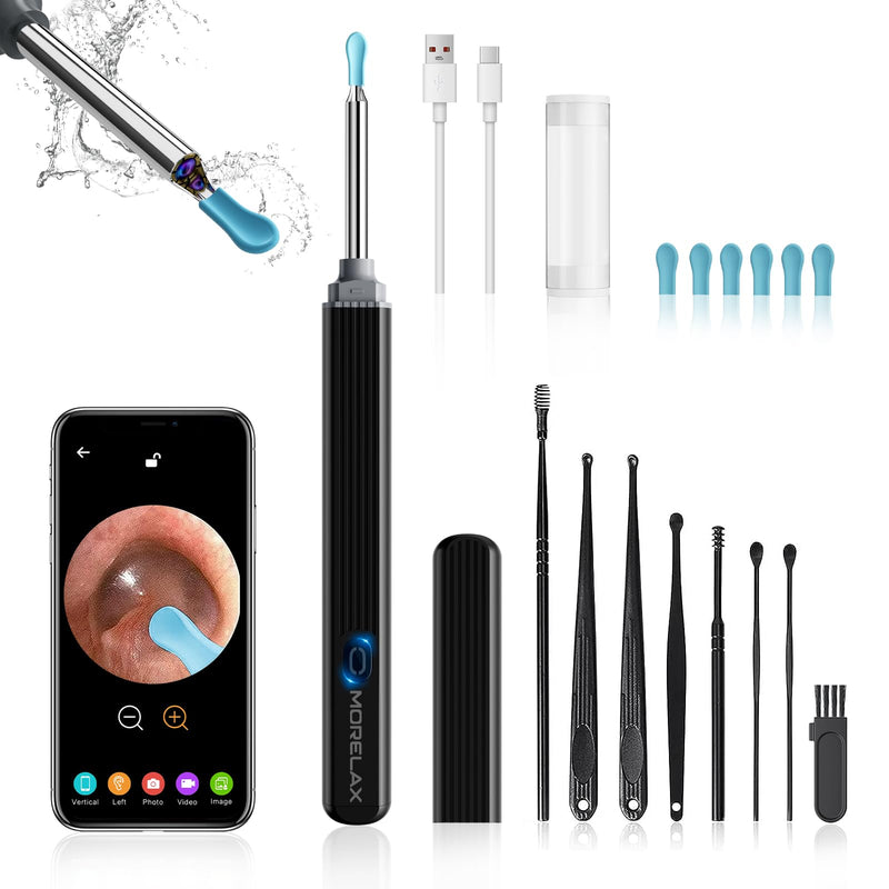 [Australia] - Earwax Remover Otoscope, 1080P Ear Cleaner with Camera, WiFi Ear Cleaner with Camera, IP67 Waterproof Ear Endoscope Ear Camera with 6 LEDs - Otoscope Ear, for iPhone, Android, iPad, Black 