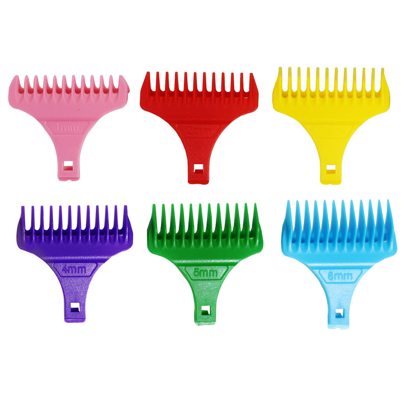 [Australia] - FunWorth hair clipper attachments, comb attachment set, universal hair clipper attachments, beard trimmer combs, hairdresser salon tool, (1-6 mm pack of 6) (color) color 