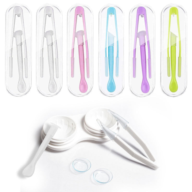 [Australia] - Pack of 6 contact lens insertion aids, contact lens tweezers, contact lens insertion aid, contact lens inserter remover, contact lens removal, plastic contact lens remover for travel, household 