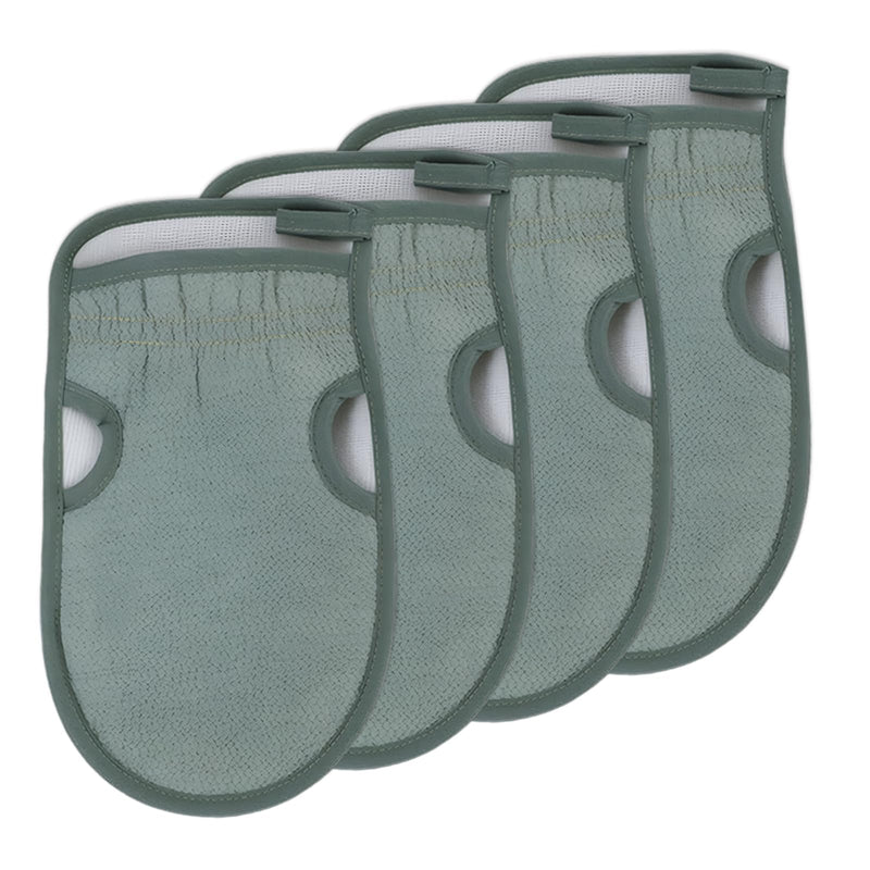 [Australia] - Pack of 4 peeling gloves, body peeling gloves, exfoliating gloves, hammam peeling gloves for hammam, sauna, shower, body peeling (Nordic green) 