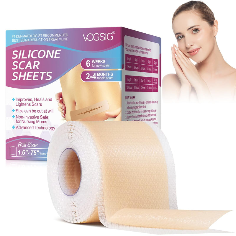 [Australia] - silicone scar tape, silicone plaster for scars, silicone scar sheets, silicone scar cloths (1.6" x 75")-1.9M, silicone scar sheets, professional for scars through C section, silicone scar plaster 1 pack 1.6" 