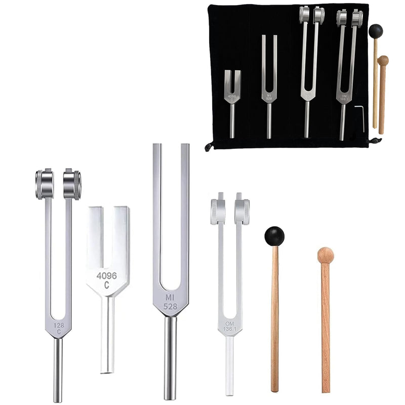 [Australia] - Tuning Fork, 4 Piece Tuning Fork Set Tuning Fork Therapy Tuning Fork 128 Hz Tuning Fork for Healing Tuning Fork Medicine for Sound Therapy and Meditation (128 Hz/136.1 Hz/528 Hz/4096 Hz) 