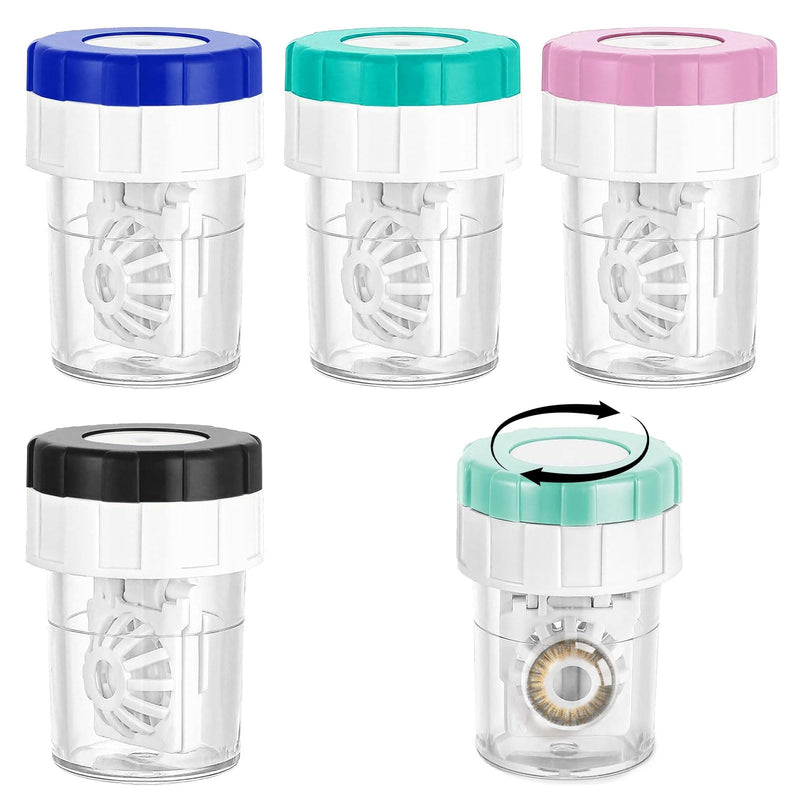 [Australia] - Pack of 4 contact lens containers, contact lens storage, manual contact lens cleaner, contact lens container washing system, for daily use at home travel 