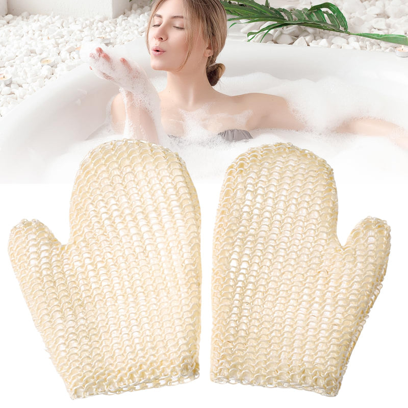 [Australia] - KHDULQ Pack of 2 sisal massage gloves, peeling gloves, exfoliating gloves, hammam gloves, washing gloves, body bath accessories, gentle cleaning and massage for the body, natural peeling gloves 