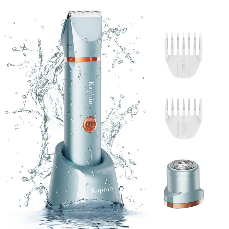 [Australia] - Bikini Trimmer for Women Pubic Hair 2 in 1 Eletctric Shaver for Women Rechargeable Eletctric Shaver for Women IPX7 Waterproof Bikini Trimmer for Armpit Arm Body Face (Blue) Blue 