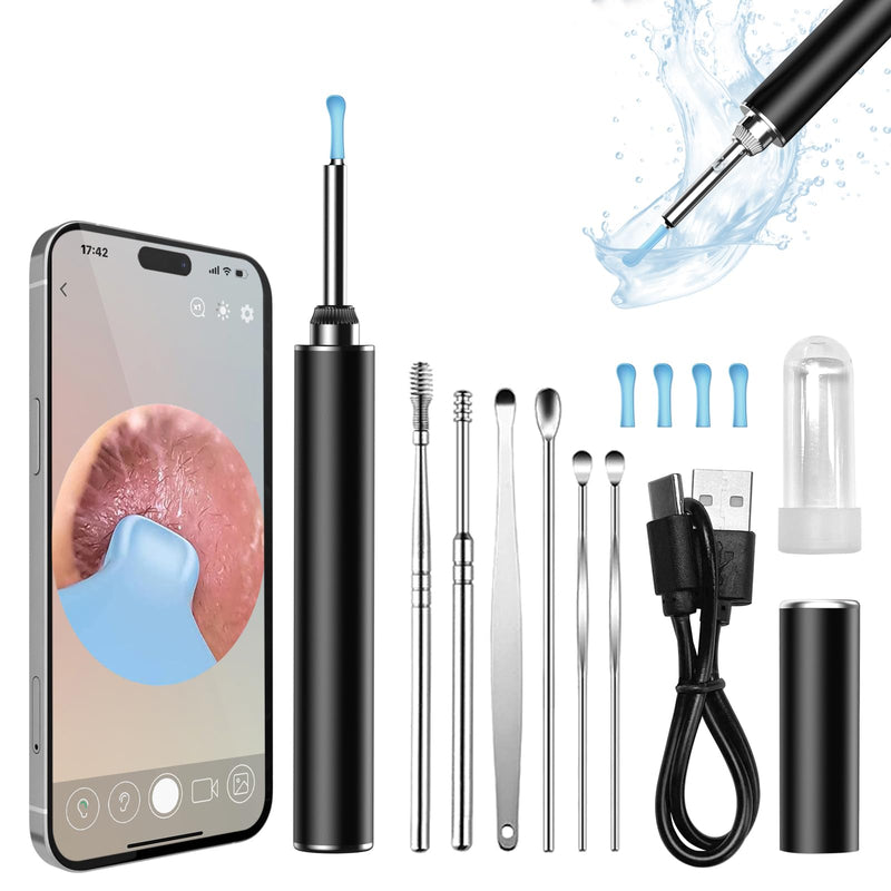 [Australia] - Glracd Earwax Remover Otoscope, 1296P Wifi Otoscope with Light and Camera, Ear Camera IP67 Waterproof, 3.5mm Lens Ear Cleaner with Camera with 6 Silicone Ear Spoons for iOS and Android Ct01 