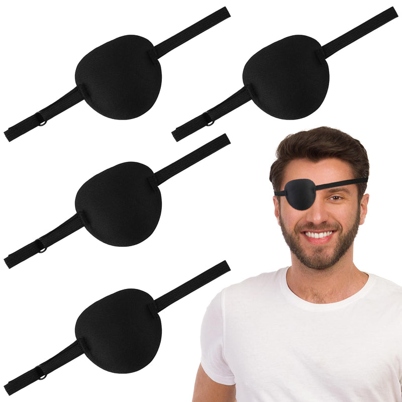 [Australia] - Pack of 4 Eye Patches, Medical Eye Patches for Adults and Children, 3D Adjustable Eye Patch Pirate Eye Patches for Left or Right Eyes Amblyopia Recovery Phase After (Black) 