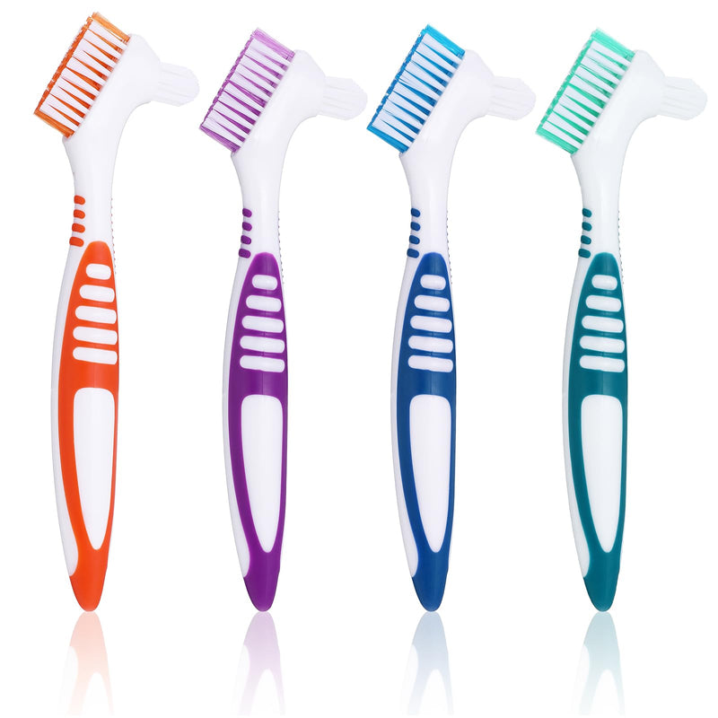 [Australia] - JIYIN Pack of 4 denture brush, portable denture cleaning brush, toothbrush for dentures, double-sided bristles, denture brush for denture care 
