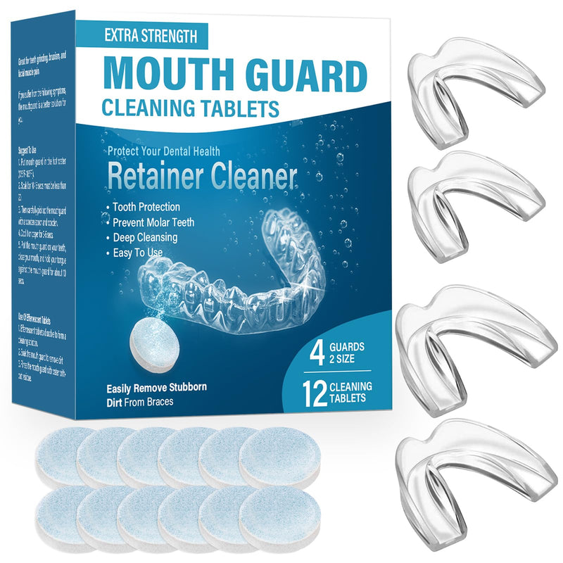[Australia] - Nighttime Grinding Splint, Mouth Guard for Cleaning Teeth at Night, Reusable Night Guard for Teeth Grinding, Night Guard for Teeth - 4 Pack to 2 Sizes 