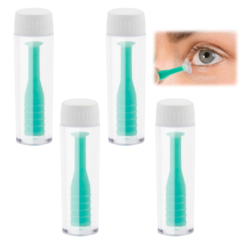 [Australia] - Pack of 4 Contact Lens Removal Silicone Contact Lens Sucker Lens Suction Lens Remover Contact Lenses with Bottles Eye Lens Remover Soft for Travel Home Use (Green) 