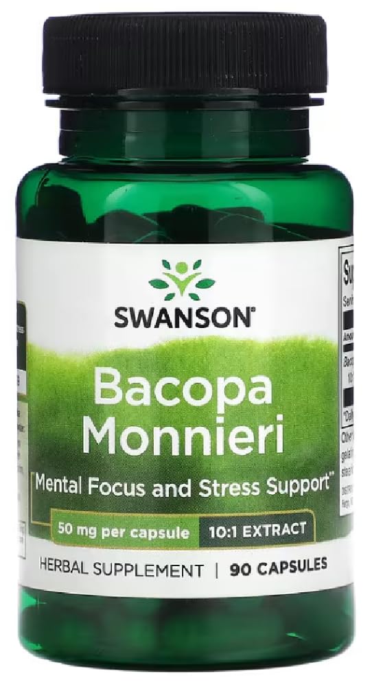 [Australia] - Swanson - Bacopa Monnieri 10:1 Extract 50 mg | Memory and Cognitive Function Support - 90 Capsules 