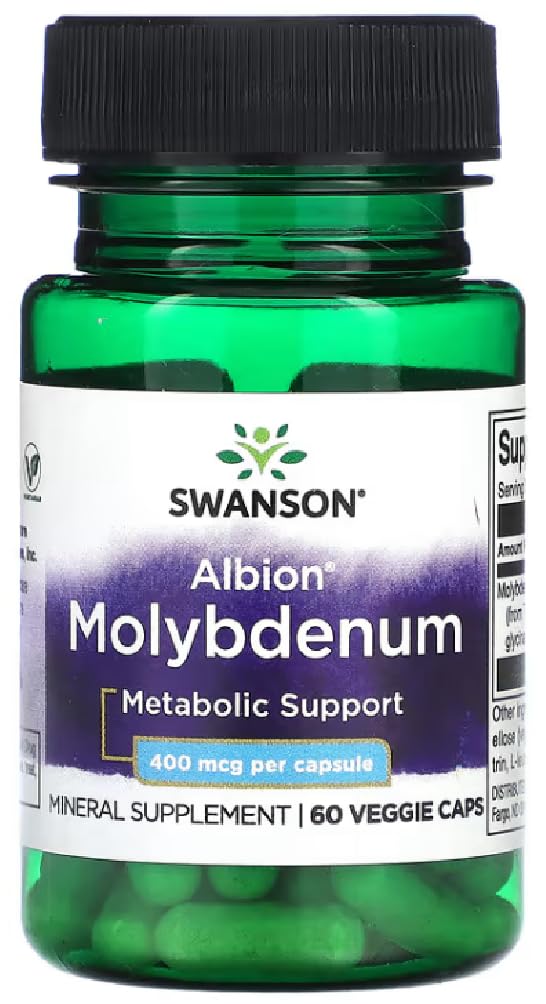 [Australia] - Swanson - Albion Molybdenum 400 mcg | Enzyme Function and Metabolism Support - 60 Capsules 