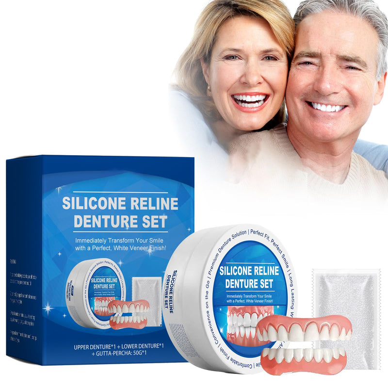 [Australia] - Dentures Fake Teeth, Smile Teeth Veneers, Cosmetic Temporary Teeth Dentures Prosthesis Artificial Veneers Teeth Top and Bottom 