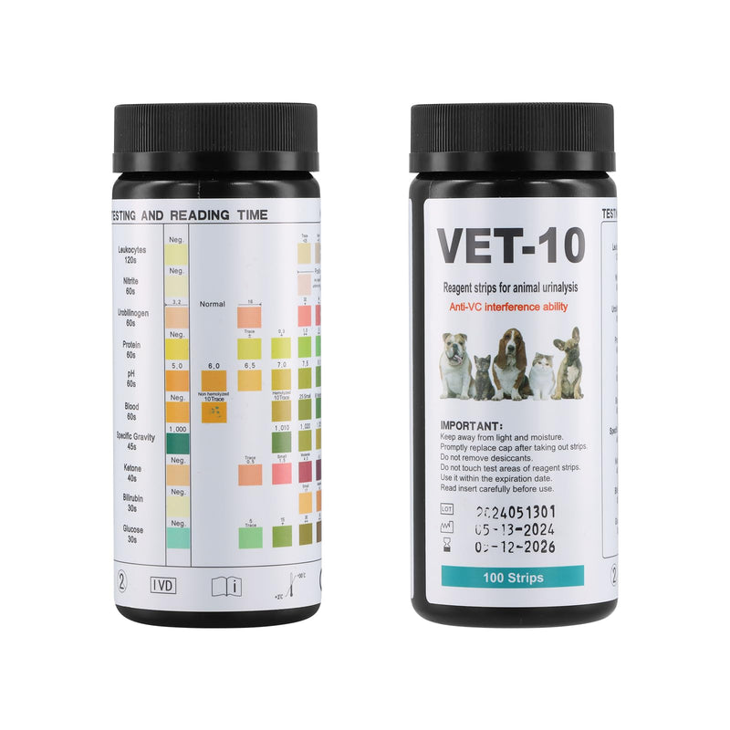 [Australia] - Anseom Pack of 100 urine test strips, pet ketosis test strips for 10 indicators, rapid test urine analysis strips, household reagent strips for cats and dogs 