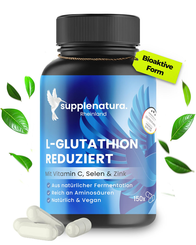 [Australia] - L Glutathione reduced (XXL supply) 150 capsules | 1000mg daily dose | Fermented & reduced PREMIUM: with vitamin C, selenium & zinc | Laboratory tested, vegan - SUPPLENATURA® 150 pieces (pack of 1) 