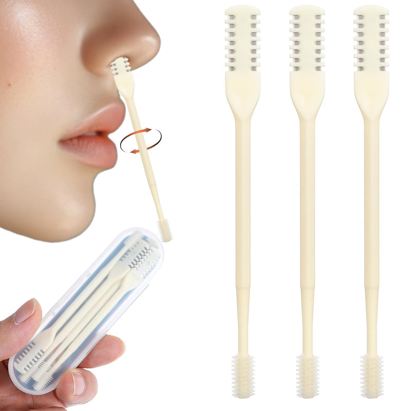 [Australia] - Pack of 3 2-in-1 Nose Hair Trimmer Nose Hair Removal Tool Manual Rotating Nose Hair Trimmer 360° Rotating Nose Hair Trimmer Double-Sided Nose Hair Trimmer for Men and Women 