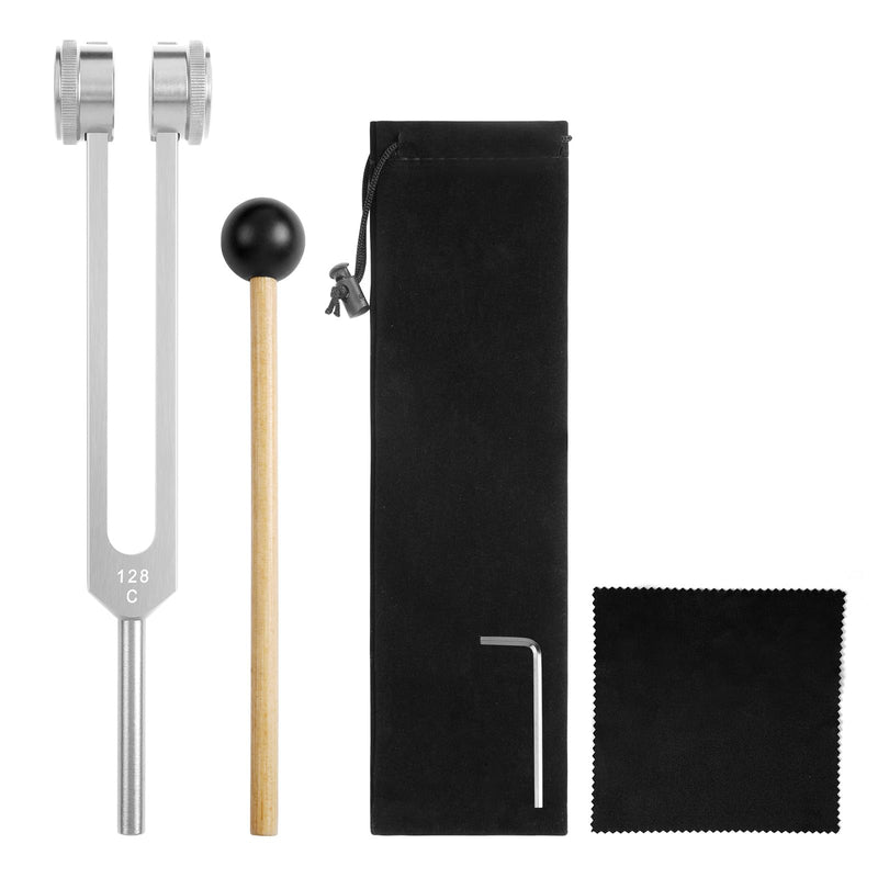 [Australia] - AOGOE 128HZ tuning fork therapy, tuning fork neurology, aluminum alloy tuning fork offer accurate frequency response with a silicone hammer for therapy, chakra therapy, sound therapy, anti-stress 128 Hz 