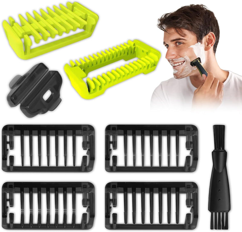 [Australia] - Trimming attachment set for O Blade razors, 1/2/3/5 mm comb attachments, skin protection & body comb, compatible with QP2520 QP2530 QP2620 QP2630, 6-piece accessories including cleaning brush attachment 