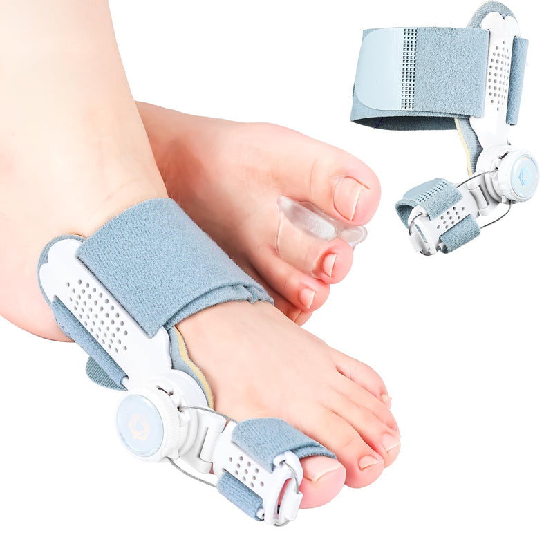[Australia] - Hallux Valgus Correction Set for Men and Women, Upgrade Version with Adjustable Hallux Valgus Splint and Silicone Toe Separator for Thumb, Reduces Hallux Valgus Stress for Day and Night, Gray Grey 