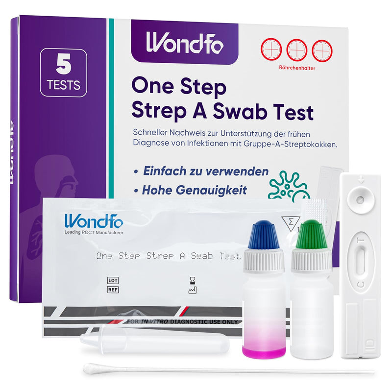 [Australia] - Wondfo Streptococcal Rapid Test 5x Strep A Test Scarlet Fever Rapid Test Group A Streptococcal Antigen Test Strep A Test Kit 