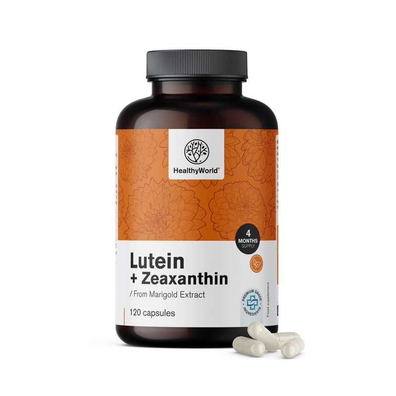 [Australia] - HealthyWorld® Lutein + Zeaxanthin - 120 vegetable capsules - 2 natural carotenoids - 32 mg lutein and 2 mg zeaxanthin per daily dose - for 2-4 months - support for vision and eyes 
