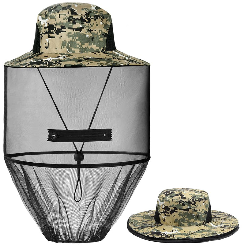 [Australia] - AOGOE Head Net Face Mesh Head Cover, Hat with Mosquito Net, Mosquito Head Net Net Head Protection Net for Optimal View, Washable, Mosquito Net Hat for Outdoor Lovers, Climbing, Fishing, Beekeeping (Khaki) Khaki 