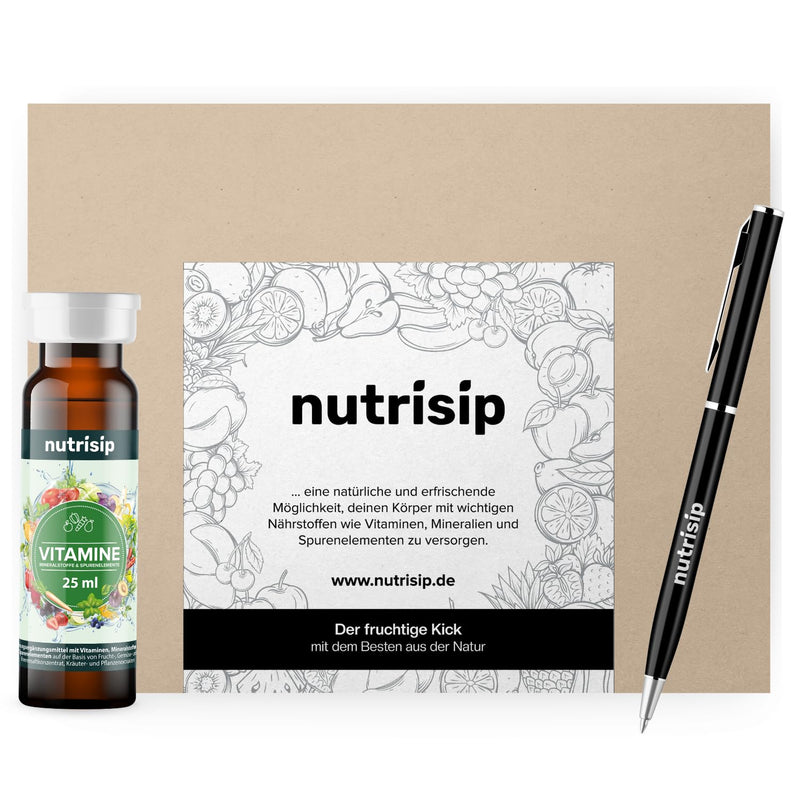 [Australia] - Nutrisip trial package for 2 portions including ballpoint pen - liquid multivitamin micronutrient concentrate with over 75 valuable ingredients | Vitamin complex, minerals, trace elements 1 piece (pack of 1) 