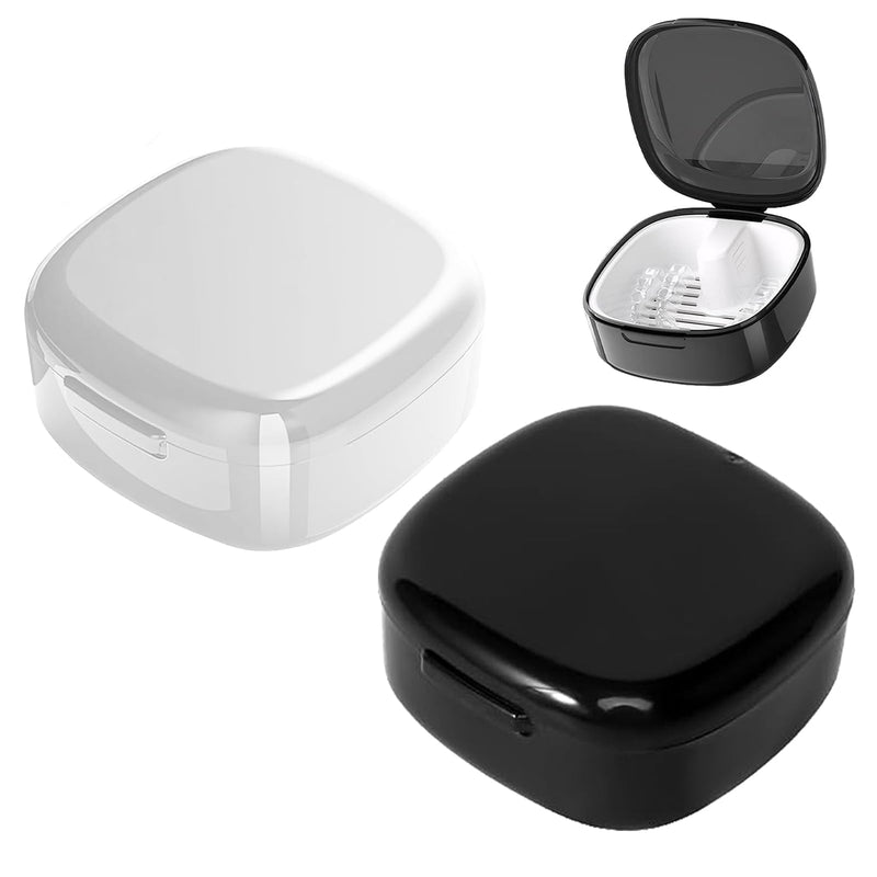 [Australia] - 2 pieces braces box, portable denture box, denture box for grinding splints and dental splints cleaning, denture box for children and adults, extra deep for overnight soaking 