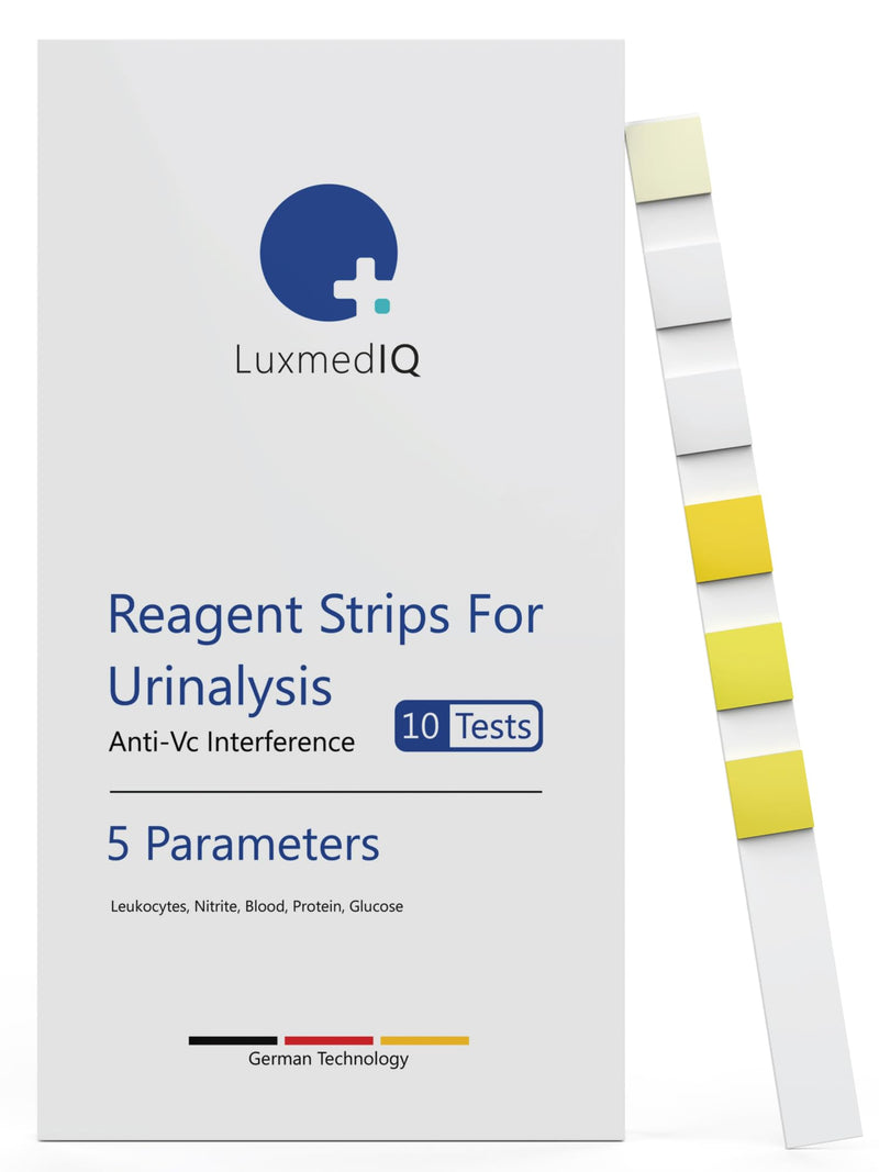 [Australia] - 10x LuxmedIQ urine test strips 5 parameters - reliably detect cystitis, urinary tract infections, kidney disease and diabetes - indicator for leukocytes, nitrite, blood, protein, glucose 