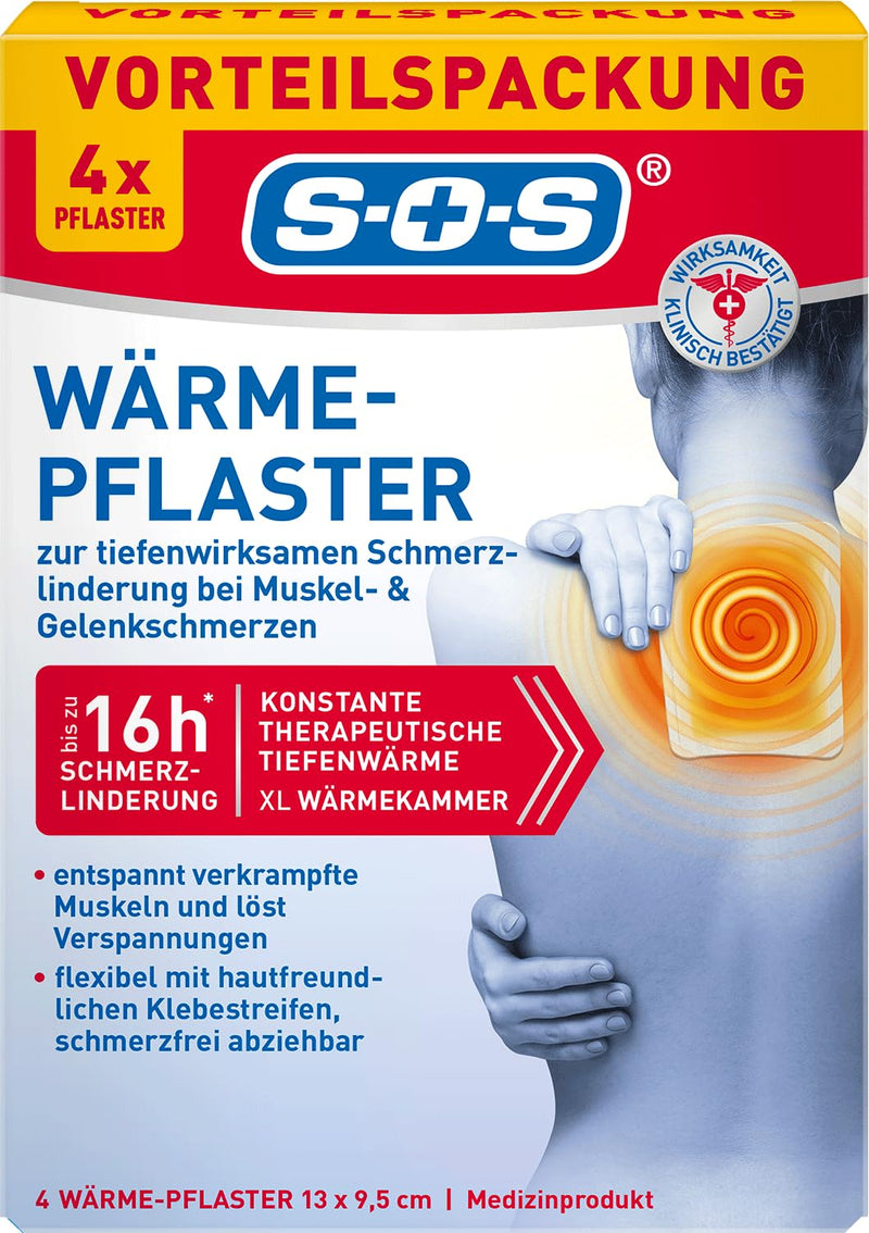[Australia] - SOS heat plasters (4 pieces) - for muscle & joint pain | Heat patches for back, neck & shoulders | Release tension with 8 hours of deep heat 