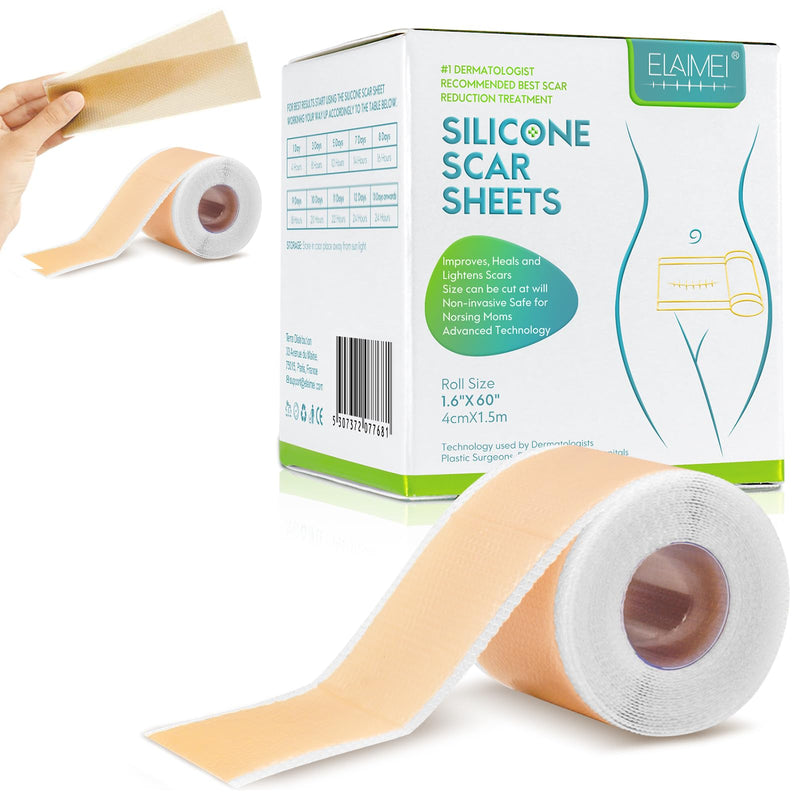 [Australia] - Silicone Scar Sheets, Silicone Scar Sheets, Silicone Scar Tape, Professional Silicone Scar Tape, (1.6" x 60")-1.9M, for Scars Through C Section, Ultra Thin, Flexible, for All Skin Types 