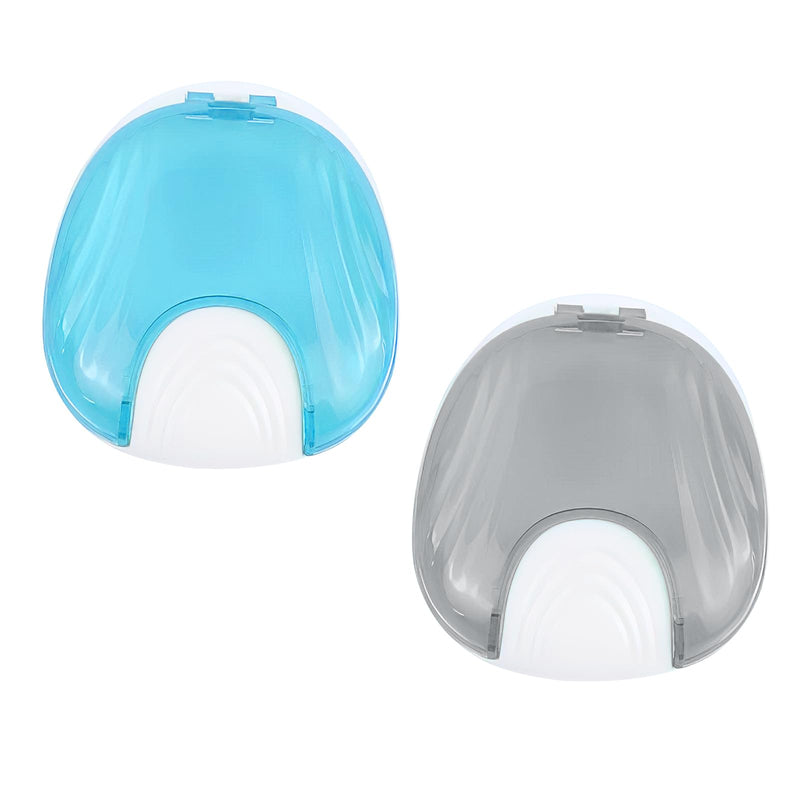 [Australia] - Thoquene Pack of 2 Dental Splint Box, Box for Dentures, Portable Braces Box (Light Blue, Grey) 
