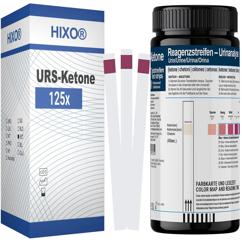 [Australia] - 125x ketone test strips in tube - ketosis measurement results - for keto nutrition and diet I ketosticks urine 