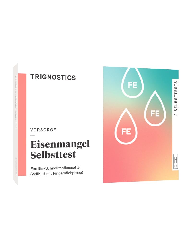 [Australia] - TRIGNOSTICS iron deficiency rapid test for at home - quick iron deficiency self-test | 2x blood test without a laboratory | Sample collection by prick test on the finger | easy to read result in 5 minutes 