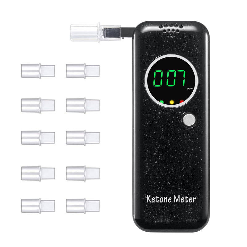 [Australia] - Portable Ketone Breath Tester, Digital Ketone Breath Meter, Ketosis Breath Tester to Determine Ketone Status, with 10 Interchangeable Mouthpieces 