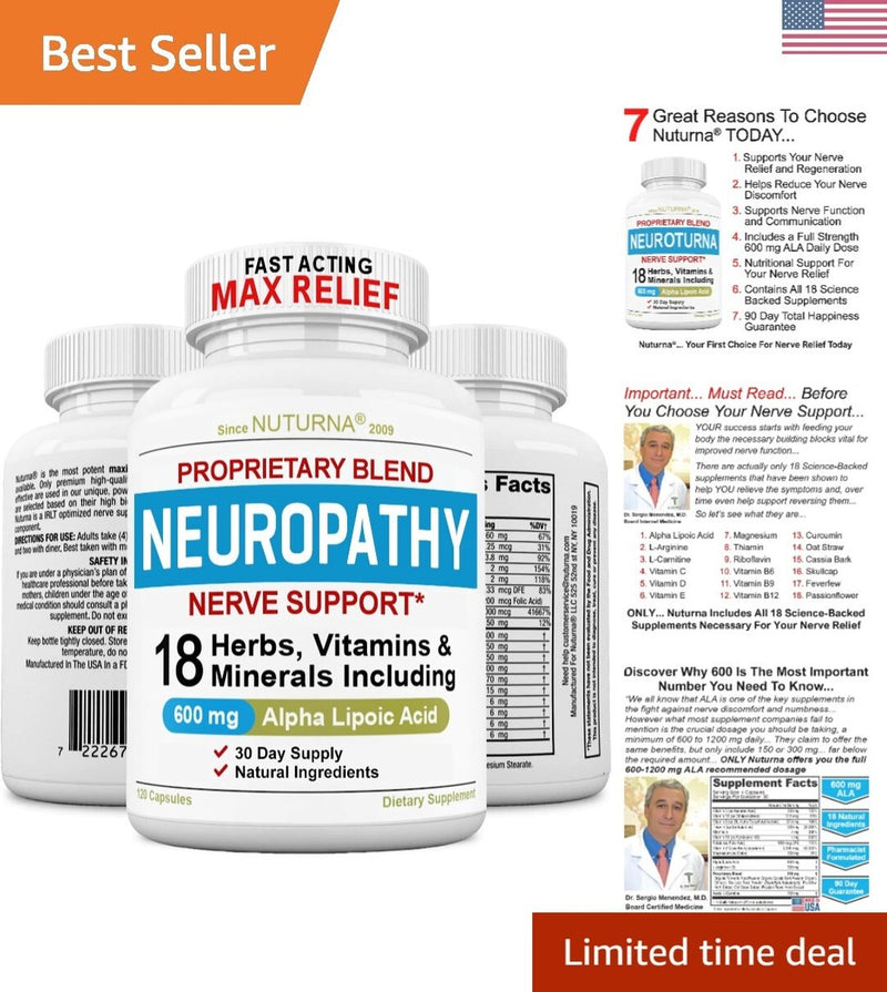 [Australia] - Nuturna Neuroturna Support Supplement with 600 mg Pure Alpha Lipoic Acid - Advanced ALA Formula for Feet Hands Fingers Legs - Ultra Potent 18 in 1 Natural Vitamins - 120 Capsules 