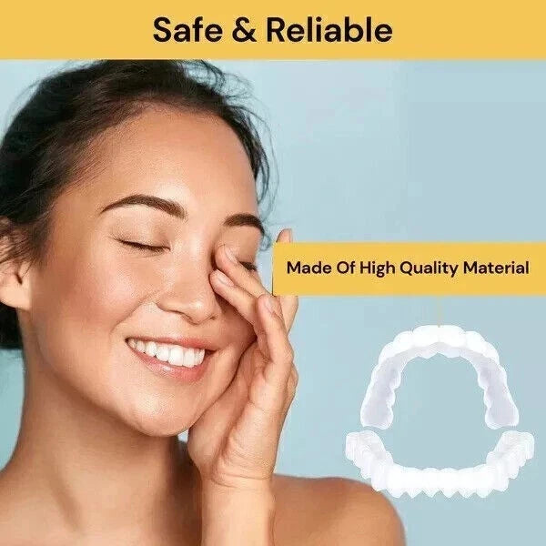 [Australia] - Generic 2 Pair Veneers Silicone Denture Set, Full Dentaduras Upper and Lower for Smile Easy Suitable, Dentures for Men Women with No Teeth Everyday Use 