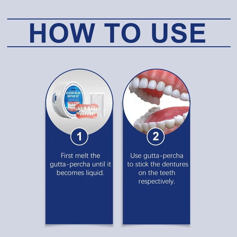[Australia] - SICONEL clip-on dentures set of 2, silicone teeth dentures, complete dentures dentures 