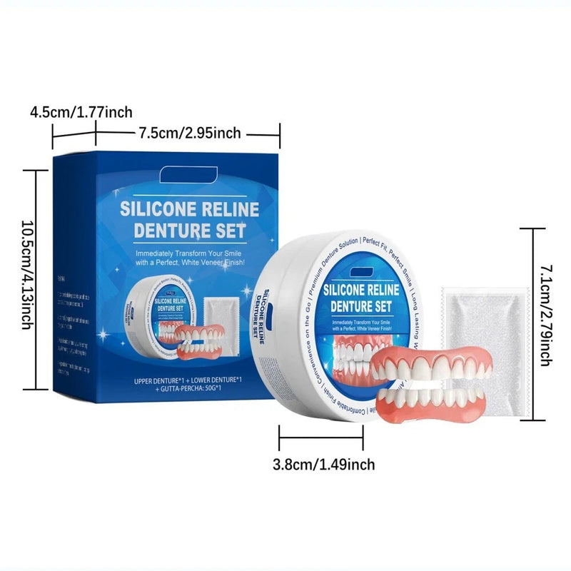 Bikenda Silicone Dental Prostheses Prosthesis Modification Set Silicone Dental Prostheses, Dentures Prosthesis Complete, Clip-on Dentures, Denture Silicone Reline Kit Temporary Dentures