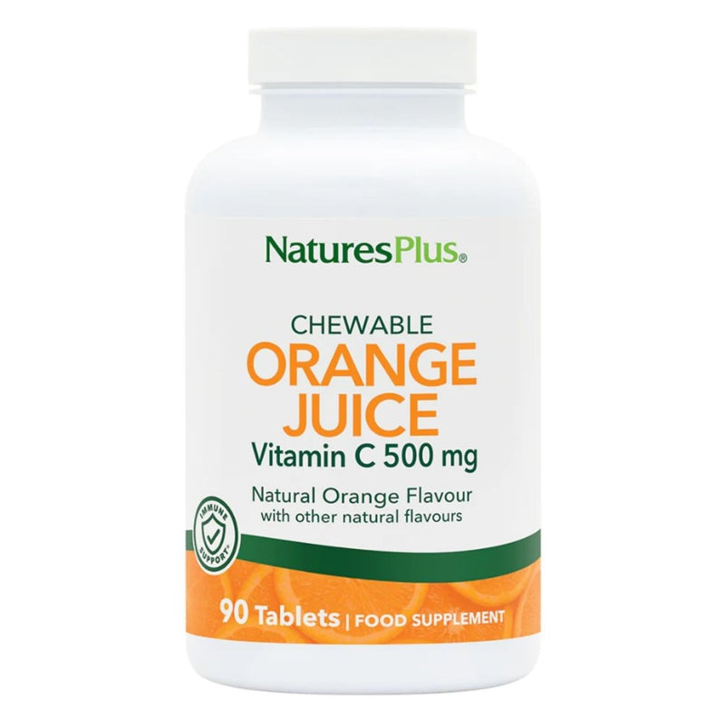 NaturesPlus Orange Juice Chewable Vitamin C 500 mg - Immune, Skin, Collagen, Antioxidant, Bone, Cartilage Support - Gluten Free, Vegan, 90 Chewable Tablets 90 count (Pack of 1)