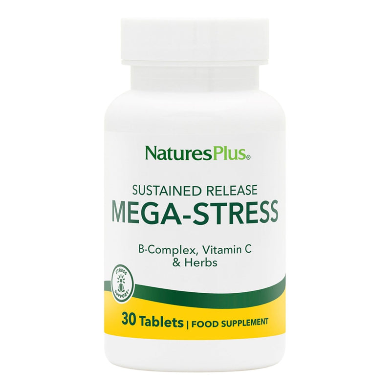 NaturesPlus Mega Stress - B Complex Supplement with Vitamin C, Magnesium, Biotin, Zinc - Energy and Stress Support - Vegetarian, Gluten Free - 30 Tablets 30 count (Pack of 1)