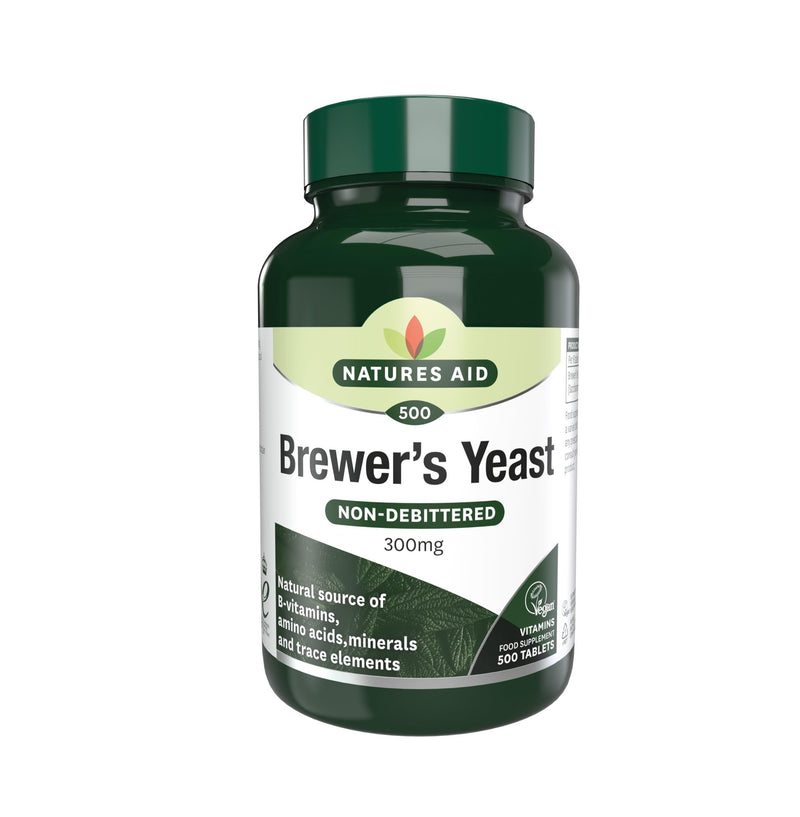 Natures Aid Brewers Yeast 300mg - Natural Source of B-Vitamins, Amino Acids and Minerals - Supports Energy and Immune Health - Vegan, Gluten-Free, Non-GMO, No Salt or Sugar - 500 Tablets 500 count (Pack of 1)