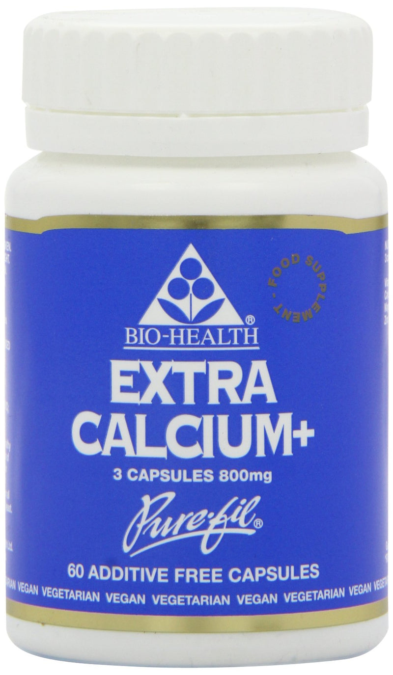 Bio-Health Extra Calcium 800mg Mineral Food Supplement for General Health with Magnesium, Zinc and Vitamin D, Supports the Maintenance of Bones and Teeth, Additive Free, 60 Capsules