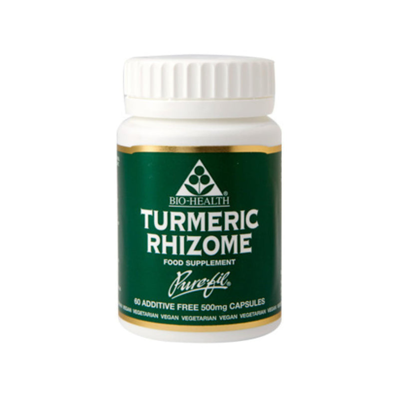 Bio-Health Turmeric Rhizome 500mg Herbal Food Supplement for General Health, Joints Support and Management of Inflammatory Conditions, Additive Free 60 Capsules