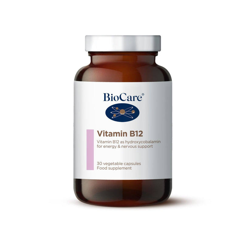 BioCare Vitamin B12 - for Energy & Nervous Support - Daily Supplement, Vegan - 30 Vegetable Capsules 30 count (Pack of 1)