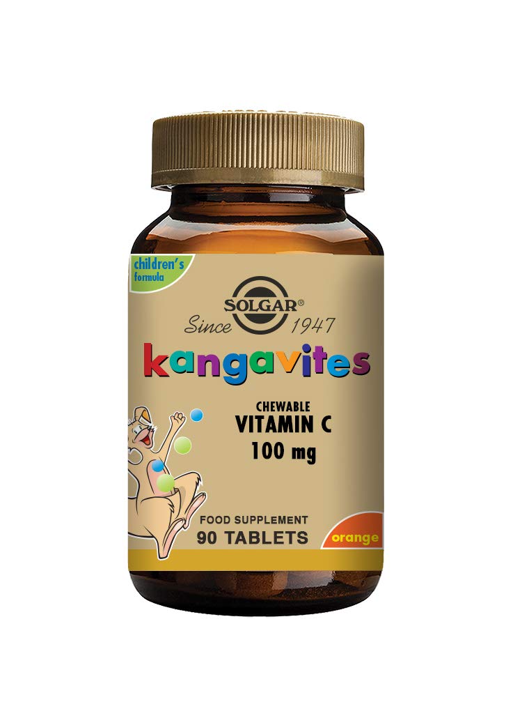Solgar Kangavites Natural Orange Burst Vitamin C 100 mg Chewable Tablets - Pack of 90 - Children's Immune Support Supplement - Natural Orange Flavour